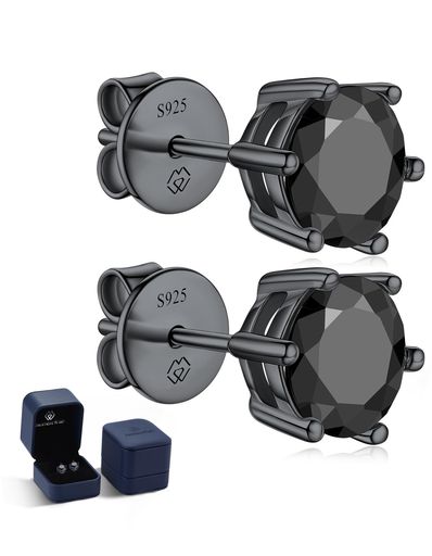 MomentWishピアスメンズレディース黒モアッサナイトタッズピアス金属アレルギー対応男女兼用ギフトボッ..