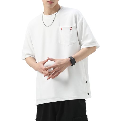 [Realwill]夏服メンズtシャツメンズ半袖冷感おしゃれ速乾クールネックティーシャツポッケト厚手トップスゆったり