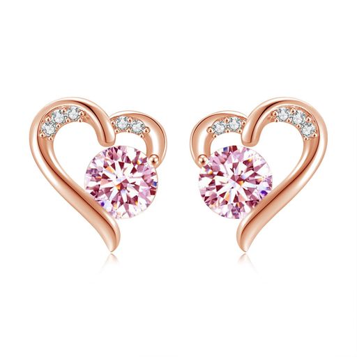 FH.birdハートピアスレディーストルマリン10月誕生石「心の恋」金属アレルギー対応ピンクゴールドピア..