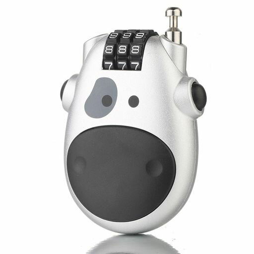 DFsuccesワイヤーロック牛かわいい巻き取り式南京錠ワイヤータイプ番号旅行空港盗難防止3桁ダイヤル式..