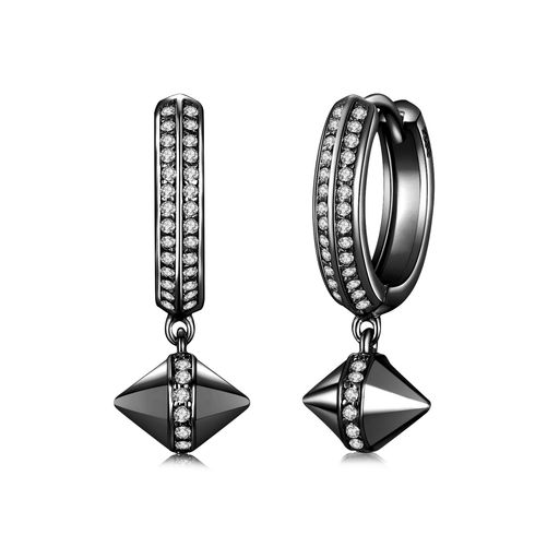 immobirdピアスメンズ黒金属アレルギー対応レディースフープピアスメンズブラック5Aジルコニア男女兼用幾何個性クリスマスプレゼントChristmas
