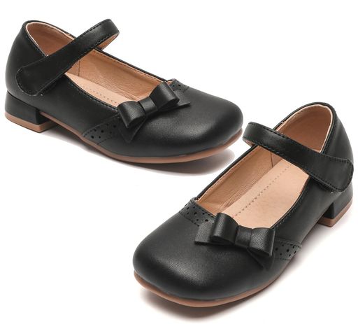 DADAWEN(ダダウン)キッズパンプス女の子ドレスシューズヒールリボン飾り柔らかい歩きやすい結婚式七五..