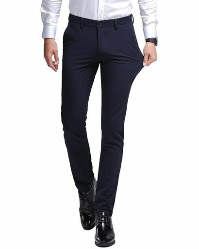 [JausQarq]メンズスラックススーツパンツロングパンツビジネスストレッチノータック通勤仕事着通気速乾..