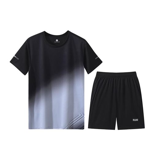 moxixom運動服メンズ上下セットジャージスポーツウェア半袖tシャツショートパンツランニングウェアトレーニングウェアカジュアル吸汗速乾無地通気防臭夏部屋着moxiM2408blk-gr-L