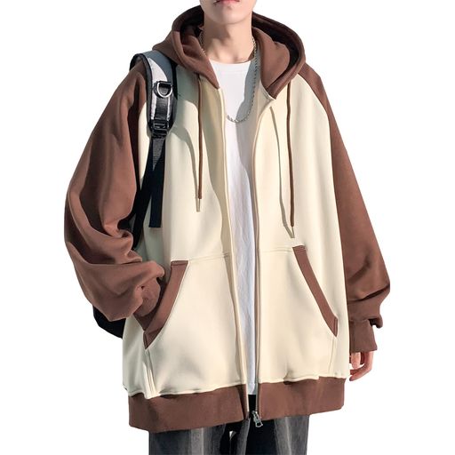 [Fasshonrida]ジップパーカーメンズ秋服フルジップラグランぱーかー大きいサイズ上着かっこいいジップ..