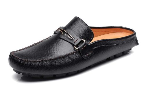 [Katou-ni]ビジネスシューズメンズサンダルスリッパ天然皮革オフィス事務室室内用かかとなしBTX-5808-HEI-24.0CM/38