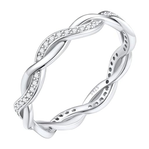 [Silvora]シルバー925リングレディースジルコニア指輪ツイストねじり24号アクセサリー