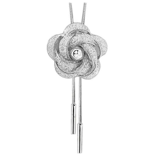 [DAZZARRY]レディースラリエットバラ花長いロングネックレスエレガントアクセサリープレゼント宴会