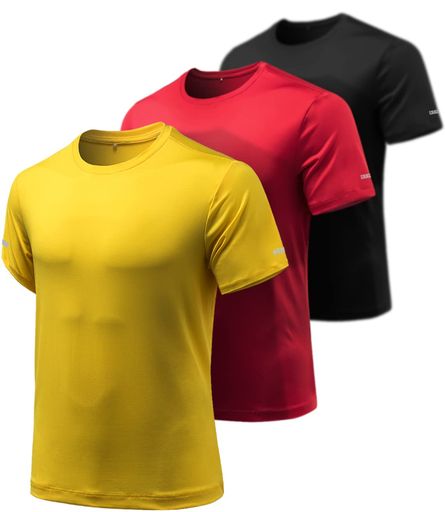 [ATHLIO]吸汗速乾ドライTシャツメンズ3枚組半袖ストレッチ接触冷感クールインナー通気性快適な着心地スポーツ用トレーニングランニングヨガ伸縮性大きめサイズ対応CTS11-KGY_M