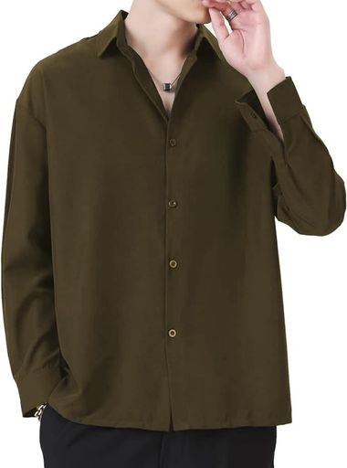 [COMOOS]シャツメンズ半袖長袖ゆったり吸汗速乾無地柔らかい快適な軽いシンプルカジュアル大きいサイズ..