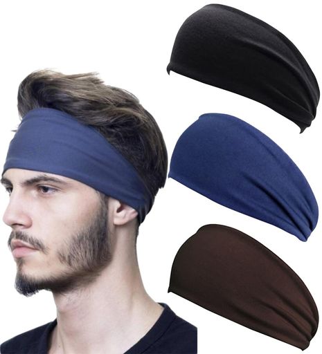ヘアバンドメンズレディーススポーツ用ヘッドバンド汗止めヘアターバン吸汗速乾伸縮性あり薄型クールヘッドバンドフィットネスヨガランニング洗顔髪留め男女兼用3枚セット(ブラック+…