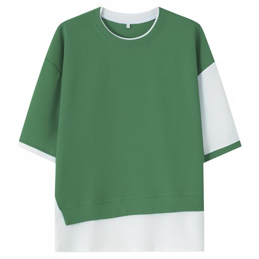 [FLYSKY]夏服メンズtシャツメンズ半袖七分袖大きいサイズ無地重ね着風速乾性柔らかい軽いファッション服メンズ(3XL09:グリーン)