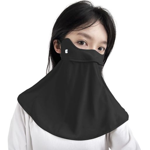 [Besince]フェイスカバーsurpattack接触冷感UPF50+首元まで保護洗えるネックガードフェイスガードひんやりUVカット紫外線対策日焼け防止日よけ息苦しくない通気吸汗速乾(ブラック)