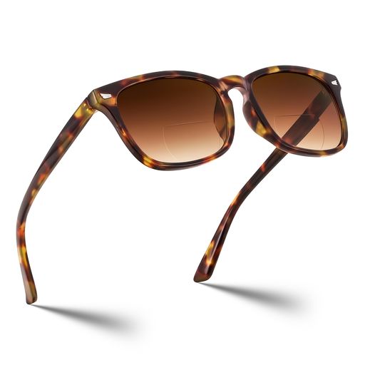 楽天ベストプライスオンライン[FEISEDY]老眼鏡老眼用サングラスブルーライトカットリーディンググラス二重焦点おしゃれスクエアメンズレディーズケース付きべっ甲チャイロレンズ1.5B0231