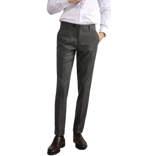 [VYOOU]メンズスラックスビジネススーツパンツノータック通勤ロングパンツフォーマル仕事着就職スーツ..