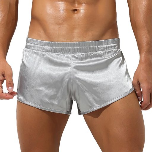 [AmyCoulee]メンズ下着セクシーサテン光沢感男性用セクシーランジェリーサイドスリット通気性ジョック..