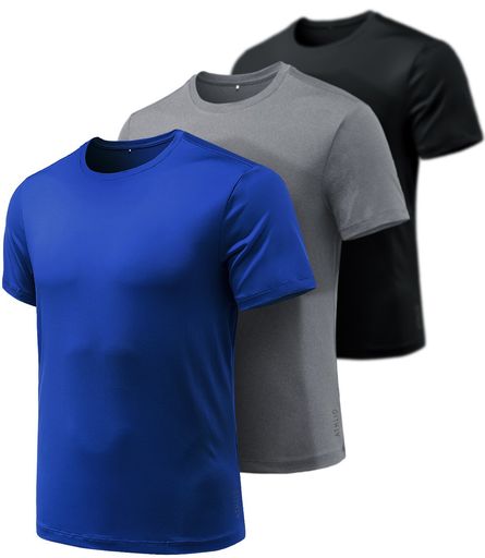 [ATHLIO]メンズドライTシャツ3枚組半袖吸汗速乾接触冷感ストレッチ通気性軽量無地ランニングトレーニングジムスポーツウェア夏用快適速乾性インナーCTS10-KGB_L