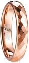 083基地リングメンズ指輪タングステン多面カットキラキラ金属アレルギーフリー横幅4mmピンクゴールド真空メッキアクセサリープレゼント9号