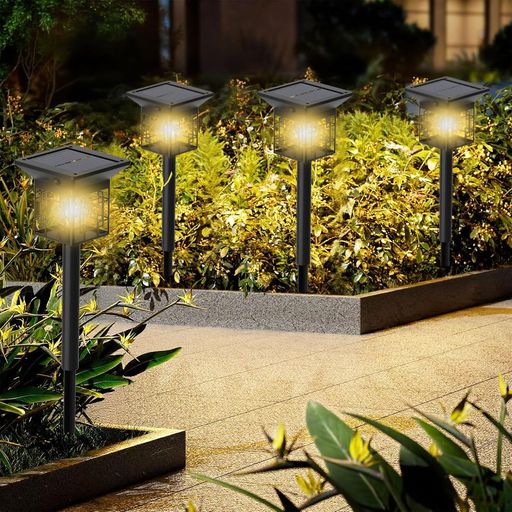 ZMZZZXソーラーライト屋外【4個セット】IP65防水自動点灯/消灯埋め込み3つの高さライトソーラー自動点灯/消灯庭/パティオ/景観/歩道/車道/芝生用(4個入り)