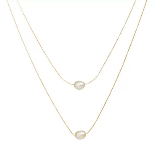 [SATPULOT]パールネックレスロングレディース結婚式パーティ入学卒業式おしゃれゴールドアクセサリーフ..