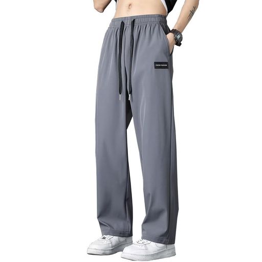 [Runningsheep]ワイドパンツメンズ冷感ロングパンツワンポイントガチョウパンツゆったりイージーパンツ..