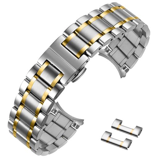 [SEUERバックスラッシュ時仕]時計ベルト12mm14mm-24mmステンレス鋼防水防汗Dバックル両開き/観音開き尾錠錆び難いウォッチバンド金属腕時計ベルト交換工具付きボックス付き男女兼用(ゴール…