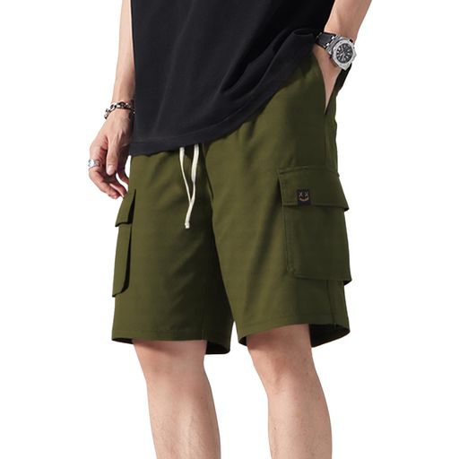 [uptoyou]ハーフパンツメンズカーゴパンツ夏薄手吸水速乾ゆったり短パン通気快適涼しい軽量4つポケット5分丈半ズボンスポーツカジュアル作業着部屋着S-3XL(XLグリーン(笑颜))
