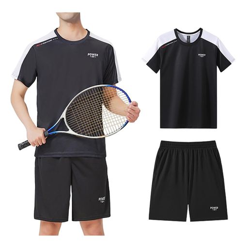 [SUKINANA]スポーツウェアメンズ半袖上下セット通気速乾ジャージメンズ夏服快適な軽いトレーニングウェ..