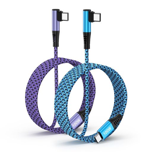 ViviberUSBCL字ケーブルPD100WL型【1.8m*2本*2色】iPhone17用のtype-c5A急速充電ナイロン編みタイプcケ..