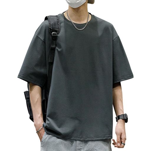 [ARSZHORSVS]Tシャツメンズ半袖大きいサイズ無地吸汗速乾・柔らかい・サラサラビッグシルエット通気性着回しやすいおしゃれ服メンズ4色(JPアルファベットL標準ダークグレー)[並行輸入品]