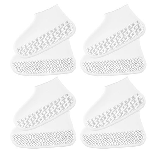 [ciciibear]シューズカバー防水滑らない雨靴カバーレインブーツカバー軽量伸縮性耐久性携帯便利シューズカバー防水靴カバー梅雨対策通勤通学男女兼用(ホワイト*4S)[並行輸入品](4)