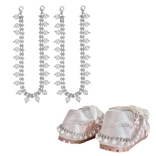 [YANHUILAY]シューズチャームキラキラした靴チャームウォータドリルパールチェーン靴デコレーション靴..