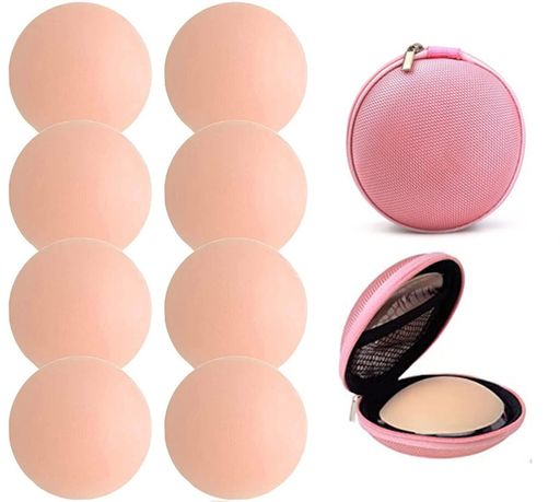 [Smozer]ニップルカバー4ペア女性用シリコン素材再使用可能接着剤ニップレスカバー見えない粘着性乳房ペタル丸形(4対)