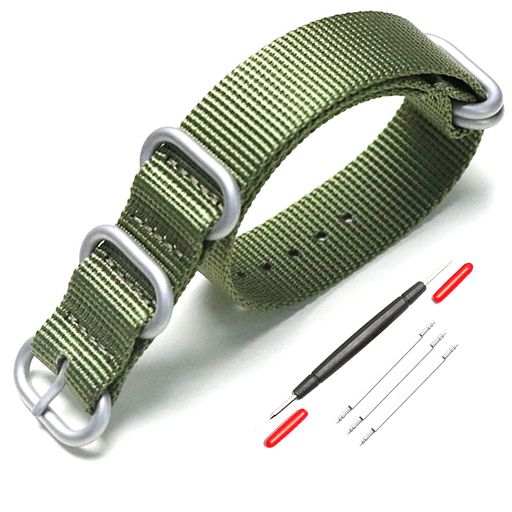 [XYTYJQ]for時計バンドNATO用タイプ時計ベルト時計バンドナイロン替えベルト18mm20mm22mm24mm腕時計バンドプレミアムナイロン替えベルト(交換工具バネ棒付22mmグリーンシルバーバックル)
