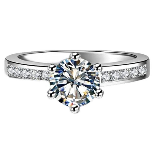 [THREEMAN]本物のスターリングシルバー1CT輝くダイヤモンドの女性結婚指輪ホワイトゴールドカバー永遠..