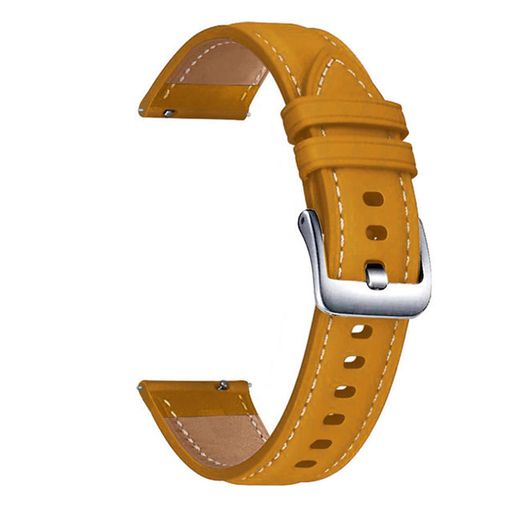 [XYTYJQ]時計ベルト22mm防汗性本革時計ストラップクイックリリース工具は不要ですメンズレディース時計とスマートウォッチ用(シルバークラスプイエローブラウン22mm)