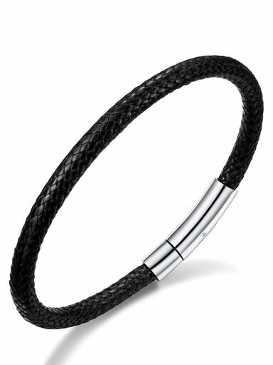 FaithHeartブレスレットメンズ革紐ワックスコードレザー編み込みチェーン防水ステンレス製人気シンプル幅5cmレディース男女兼用