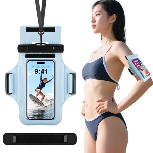 「2025年新型・アウトドア専用・首掛け・腕付け両用」LILIYYAスマホ防水ケースIPX8認証完全防水浮く首かけ斜め掛け腕付けスマホアームバンド顔認証カヤックシュノーケリングビーチプール…