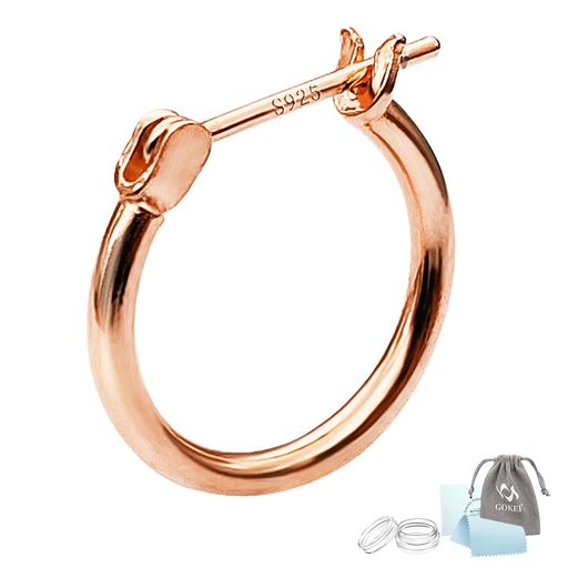 GOKEIフープピアスピアスフープシルバー925純銀リングピアス20Gレディースメンズジュエリーイヤリングアクセサリー金属アレルギーフリー男女兼用