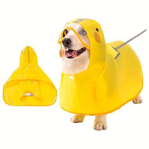 GIIPET犬レインコート小型犬中型犬用短足対応着脱簡単防水速乾お腹カバー付きリード穴あり透明フード反射テープ通気性散歩対策梅雨服(2XL15-19kg)