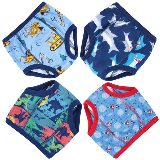 [MooMooBaby]コットントレーニングパンツ強い吸水性通気性幼児のトイレトレーニングパンツ6層防漏構造天然綿下着ベビー赤ちゃん男の子女の子用4枚入(120ミックス-4枚