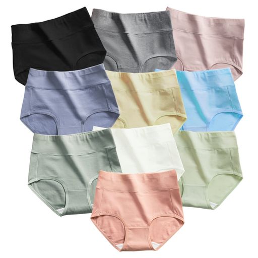 [Raefill]ハイウェストショーツ10枚セットレディース深め綿100パンツ下着セット10枚セットL