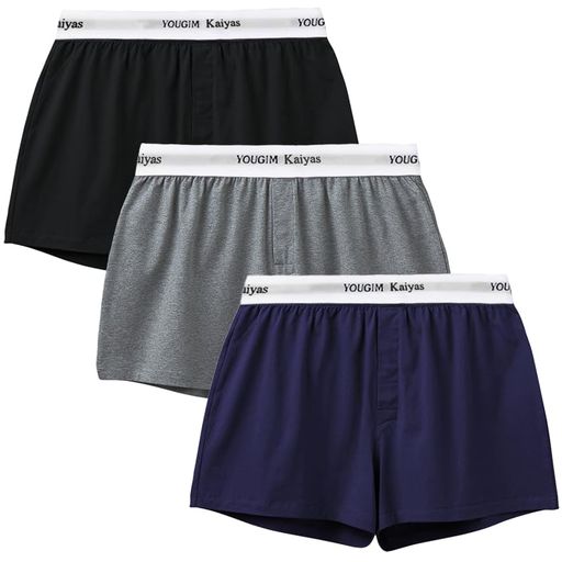 [Kaiyas]ニットトランクスパンツメンズ下着超長綿大きいサイズM-3L無地3枚セットおしゃれ個別包装吸水速乾ストレッチ肌触り良い(L3枚組A)