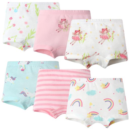楽天ベストプライスオンライン[Hapipana]女児ショーツキッズ女の子ボクサーパンツ下着6枚セットジュニアショーツ綿100％通気幼稚園子供服短パンベビー100110120130140150（ユニコーン·花140）