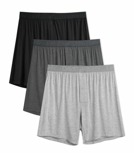 [DAVIDARCHY]トランクスメンズ下着竹繊維前開きボタン付き通気性吸汗涼しさパンツ抗菌防臭大きいサイズニットトランクス3枚セットブラック+ミディアムグレーフローラルグレー+ダークグレ…