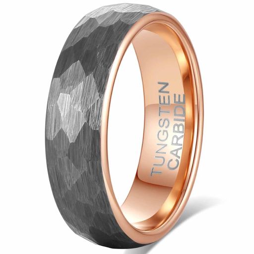 【083BASE】メンズリング・タングステン鋼リング・男性指輪・ハンマートーン加工・6mm幅・耐久性とデザ..