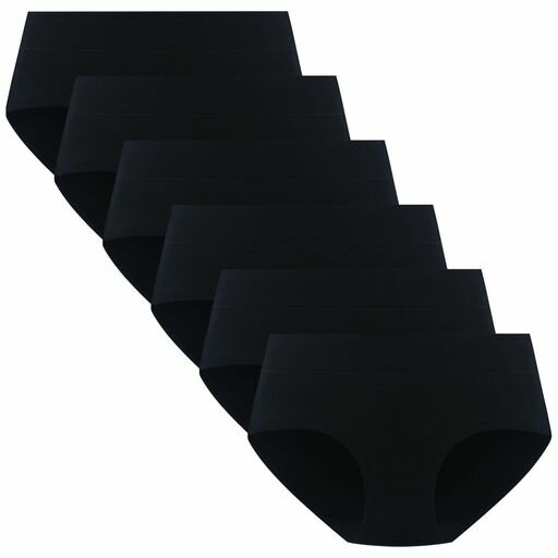 [POPKOK][ポップコー]ジュニアショーツガールズ下着セット女子中学生綿ミドルウエストインナーパンツ女児女の子肌着6枚組(ブラック155)