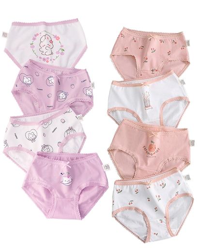 [Hapipana]女の子ブリーフパンツ8点セット女児キッズショーツ下着綿レース通気ショーツ子供服短パンガ..