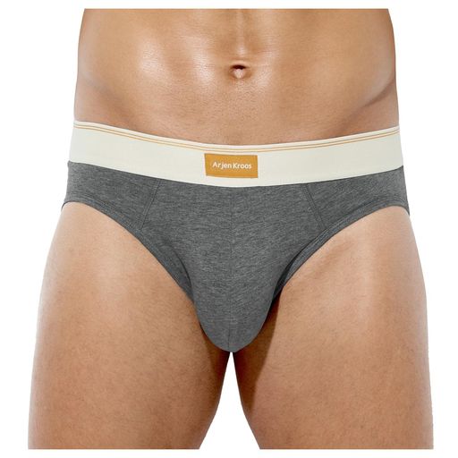 [ArjenKroos]ブリーフメンズスポーツビキニ下着綿前閉じ立体成型ソフト通気性AK3033-グレー-1枚S