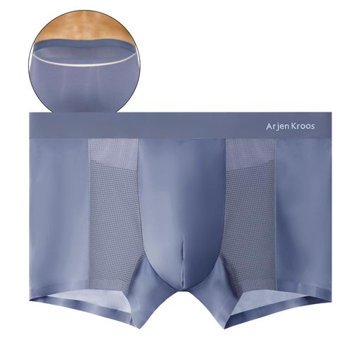 [ArjenKroos]ボクサーパンツメンズメッシュモダール下着前閉じ通気性吸汗速乾パンツアンダーウェア男性下着男性用AK3017-グレー-1枚S